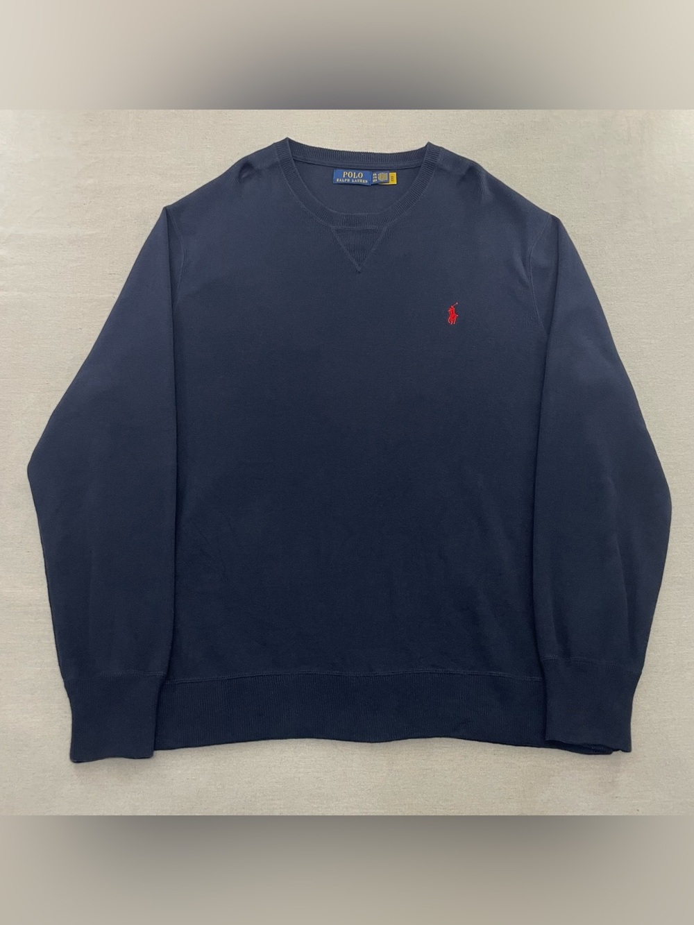 Polo Ralph Lauren XXL Crewneck Sweatshirt Blue Red Pony Mens 2XL Long Sleeve